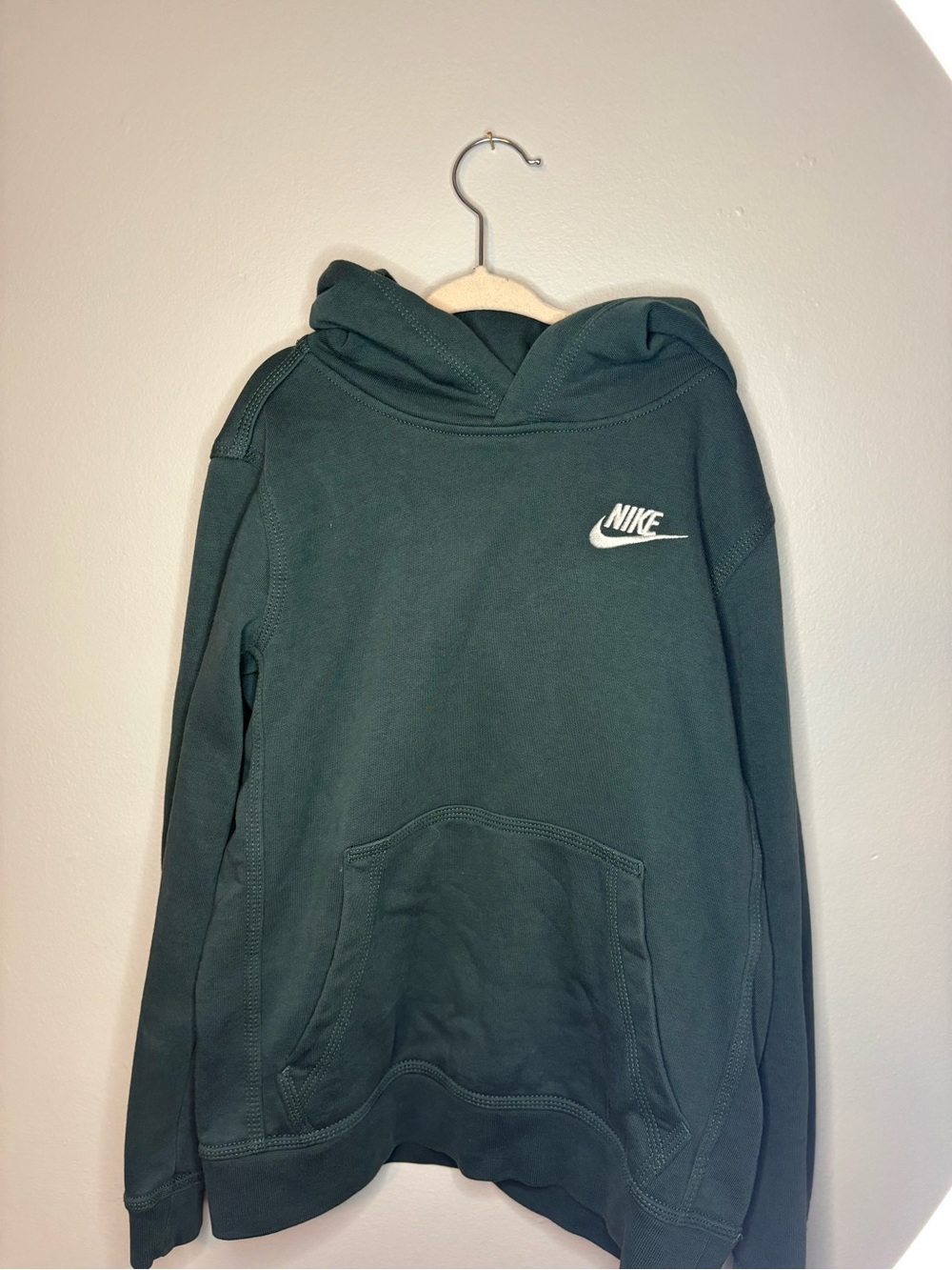 Nike kids Forest Green Crewneck Hoodie with White Logo